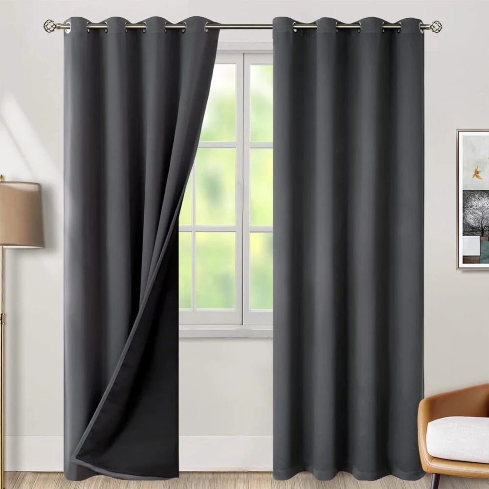 The Parda - 100% Blackout Curtain , Premium Dark Grey Blackout Curtain With Black Lining at Back , Pack of 1 Curtain