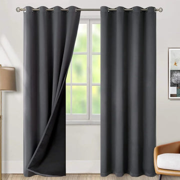 The Parda - 100% Blackout Curtain , Premium Dark Grey Blackout Curtain With Black Lining at Back , Pack of 1 Curtain