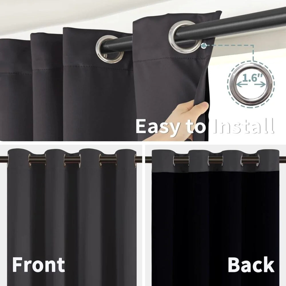 The Parda - 100% Blackout Curtain , Premium Dark Grey Blackout Curtain With Black Lining at Back , Pack of 1 Curtain
