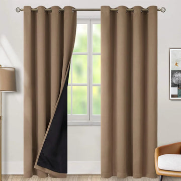 The Parda - 100% Blackout Curtain , Premium Taupe Brown Blackout Curtain With Black Lining at Back , Pack of 1 Curtain
