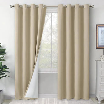 The Parda - 100% Blackout Curtain , Premium Beige Blackout Curtain With White Lining at Back , Pack of 1 Curtain
