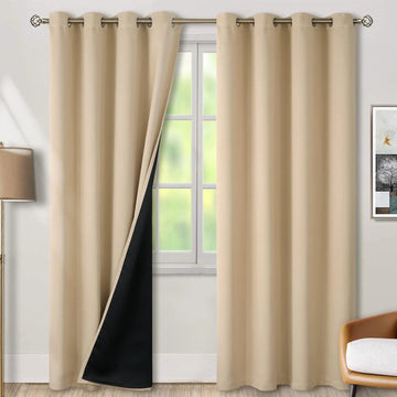 The Parda - 100% Blackout Curtain , Premium Beige Blackout Curtain With Black Lining at Back , Pack of 1 Curtain