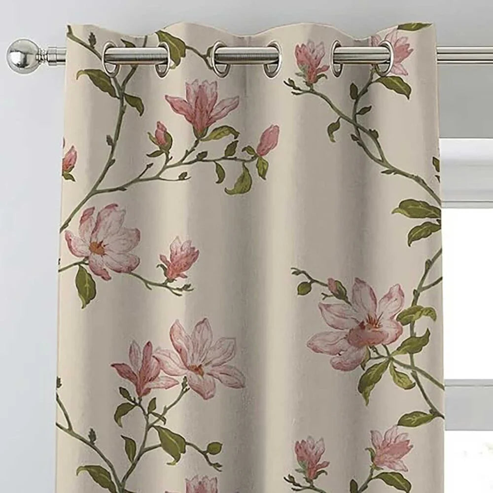 The Parda - Pink Blossom 100% Blackout Curtains, Printed Blackout Curtains With Black Lining At Back , Pack Of 1 Curtain