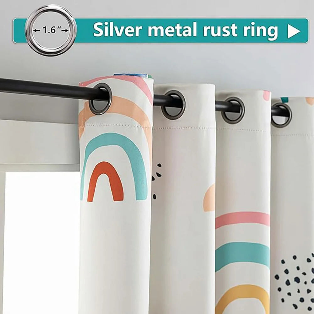The Parda - Rainbow 100% Blackout Curtain , Rainbow Printed Blackout Curtain With Black Lining At Back For Kids , Pack Of 1 Curtain