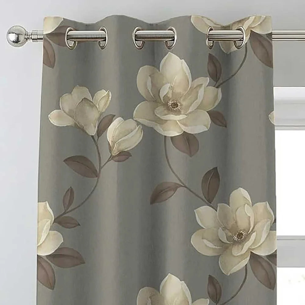 The Parda - Slate Cream 100% Blackout Curtains, Printed Blackout Curtains With Black Lining At Back , Pack Of 1 Curtain