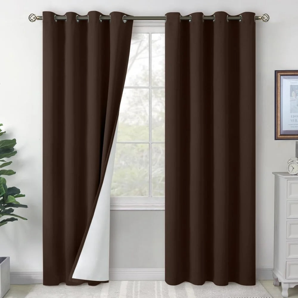 The Parda - 100% Blackout Curtain , Premium Dark Brown Blackout Curtain With White Lining at Back , Pack of 1 Curtain