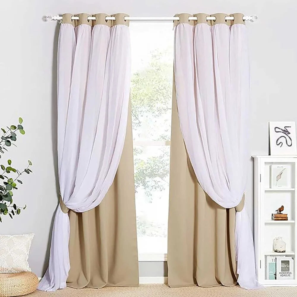 The Parda - Sheer Blackout Curtain , Multi Use Beige Room Darkening Curtains For Your Bedroom , Living Room , Pack Of 1 Curtain