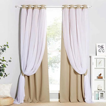 The Parda - Sheer Blackout Curtain , Multi Use Beige Room Darkening Curtains For Your Bedroom , Living Room , Pack Of 1 Curtain