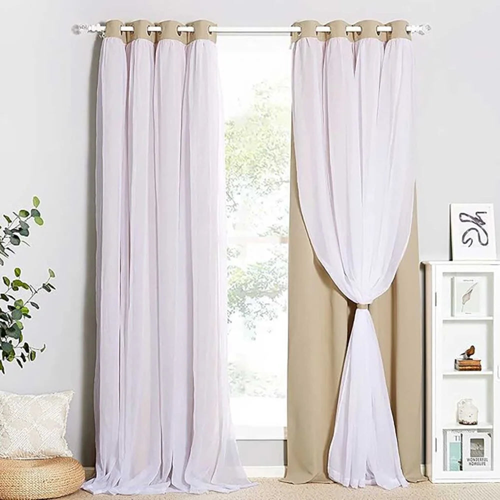 The Parda - Sheer Blackout Curtain , Multi Use Beige Room Darkening Curtains For Your Bedroom , Living Room , Pack Of 1 Curtain
