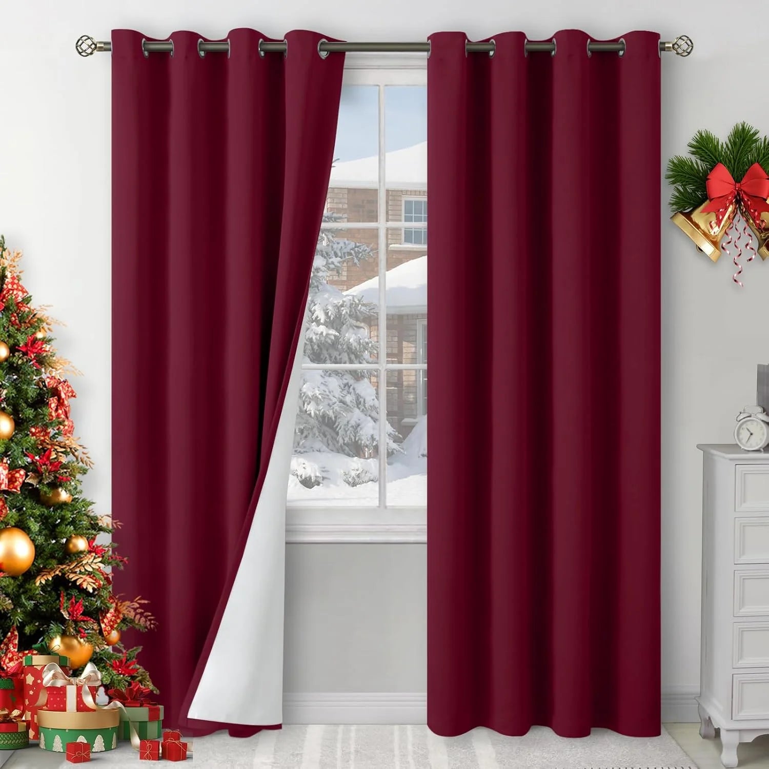The Parda - 100% Blackout Curtain , Premium Maroon Blackout Curtain With White Lining at Back , Pack of 1 Curtain