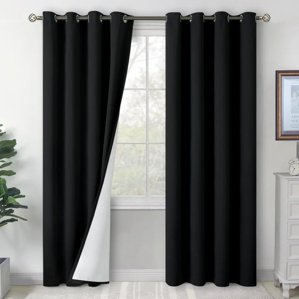 The Parda - 100% Blackout Curtain , Premium Black Blackout Curtain With White Lining at Back , Pack of 1 Curtain