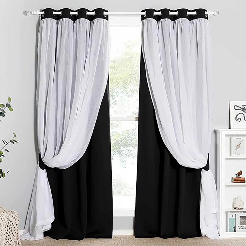 The Parda - Sheer Blackout Curtain , Multi Use Black Room Darkening Curtains For Your Bedroom , Living Room , Pack Of 1 Curtain