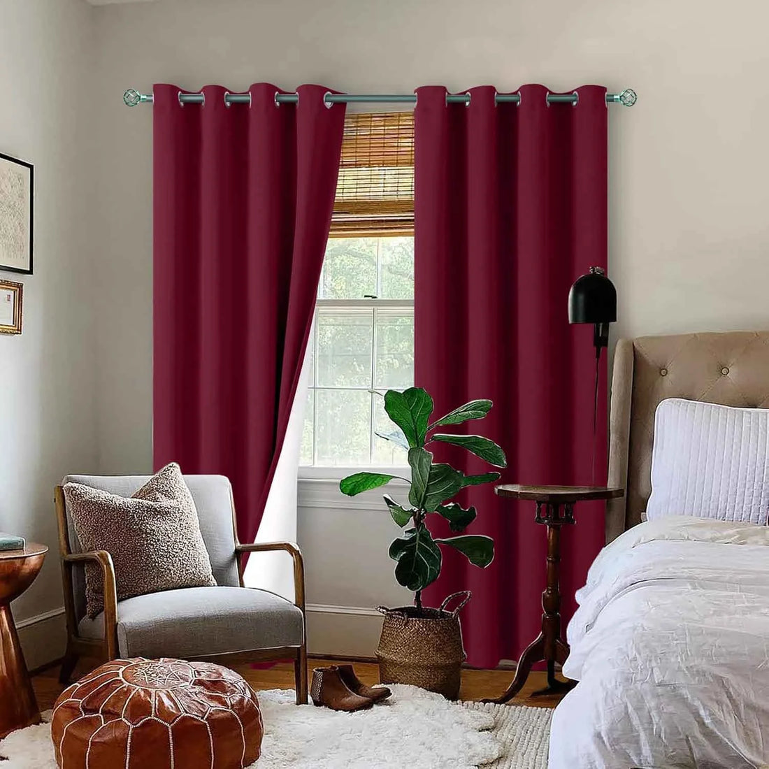 The Parda - 100% Blackout Curtain , Premium Maroon Blackout Curtain With White Lining at Back , Pack of 1 Curtain