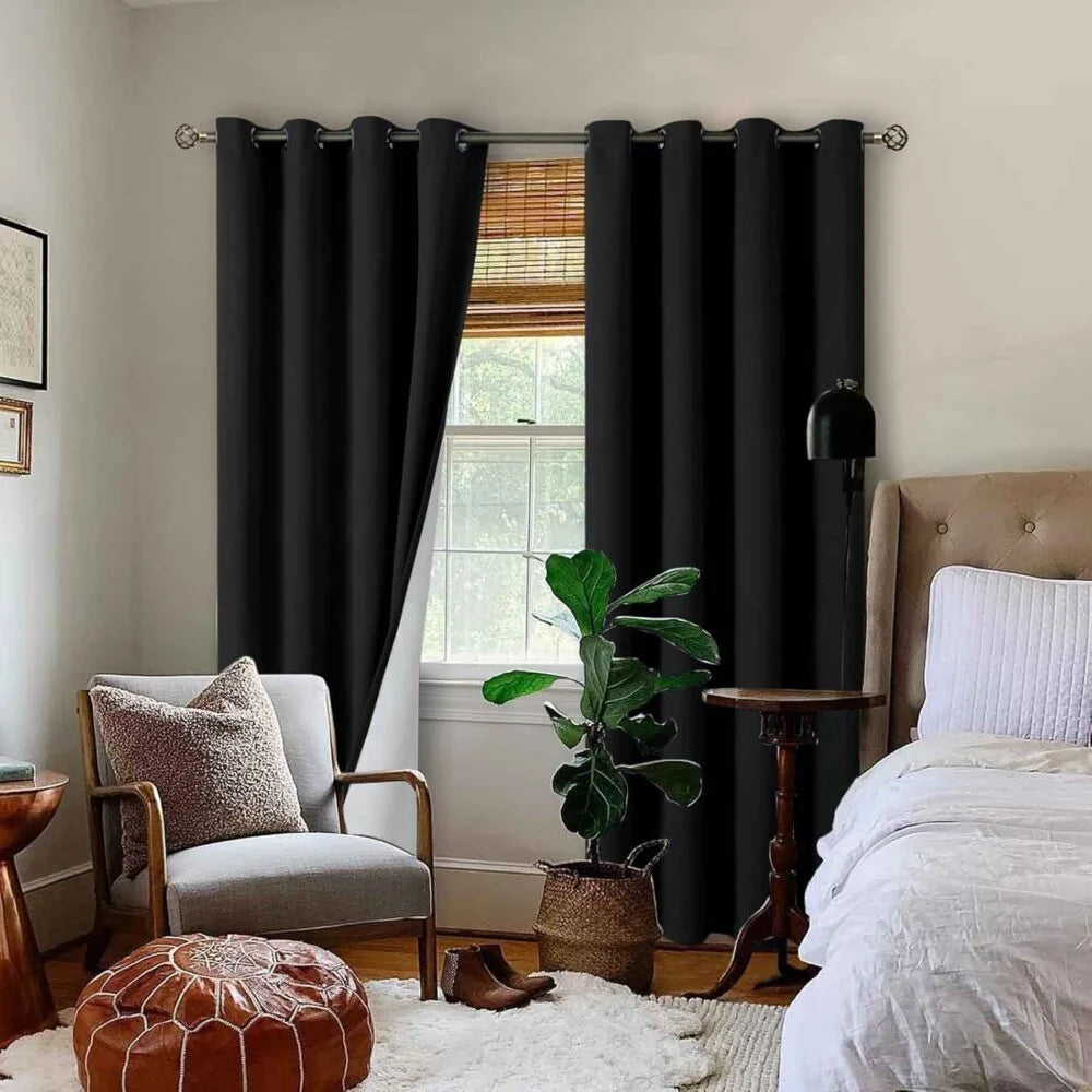 The Parda - 100% Blackout Curtain , Premium Black Blackout Curtain With White Lining at Back , Pack of 1 Curtain