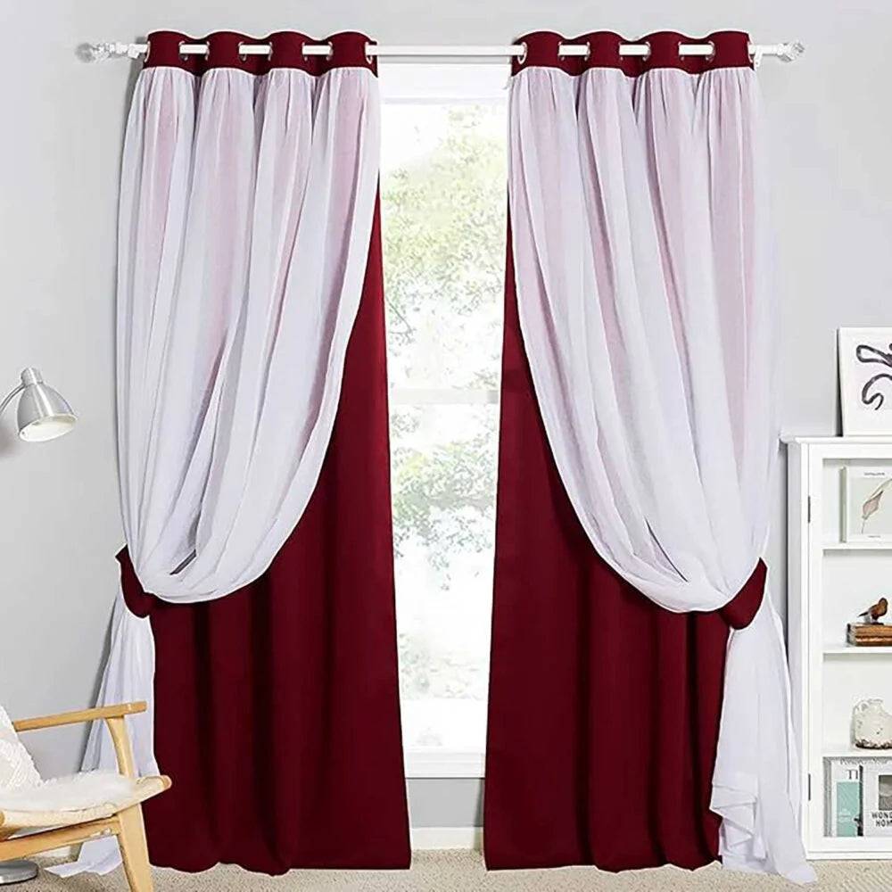 The Parda - Sheer Blackout Curtain , Multi Use Maroon Room Darkening Curtains For Your Bedroom , Living Room , Pack Of 1 Curtain