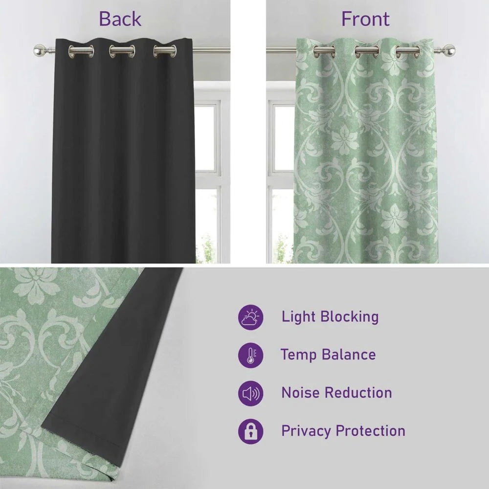 The Parda - Classic Pista 100% Blackout Curtains, Printed Blackout Curtains With Black Lining At Back , Pack Of 1 Curtain