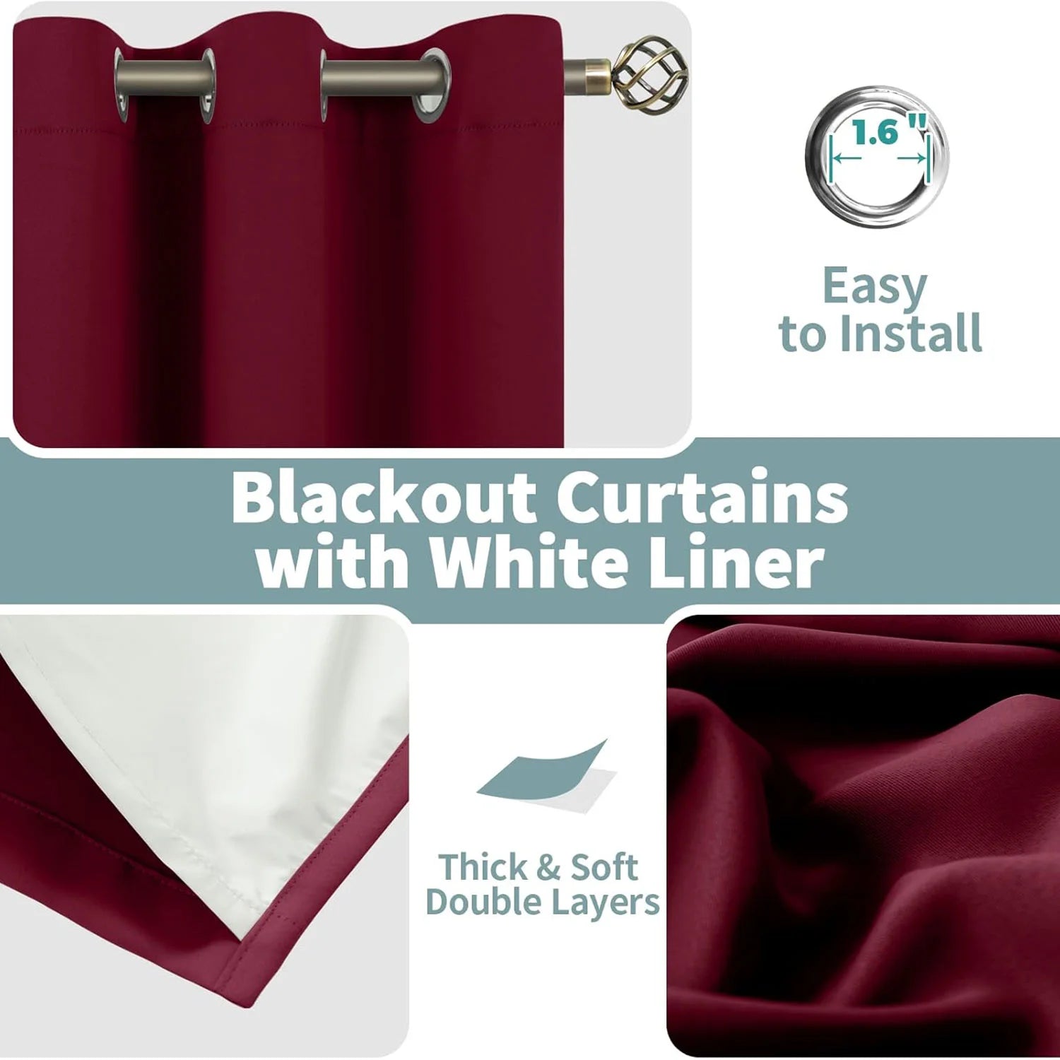 The Parda - 100% Blackout Curtain , Premium Maroon Blackout Curtain With White Lining at Back , Pack of 1 Curtain