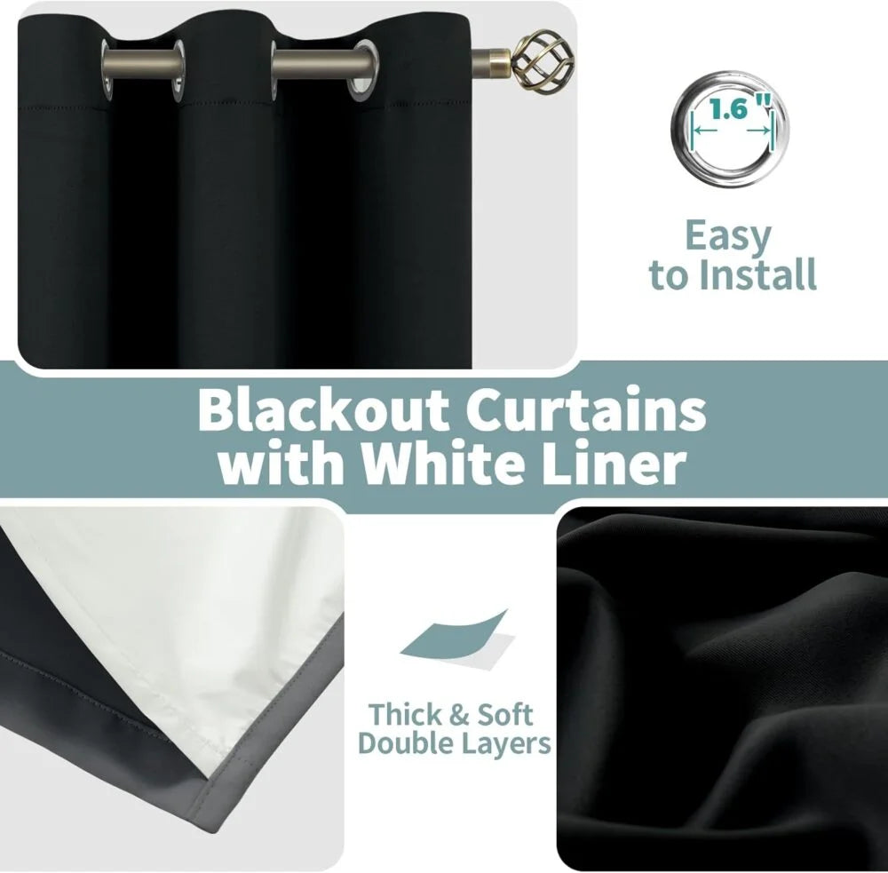 The Parda - 100% Blackout Curtain , Premium Black Blackout Curtain With White Lining at Back , Pack of 1 Curtain