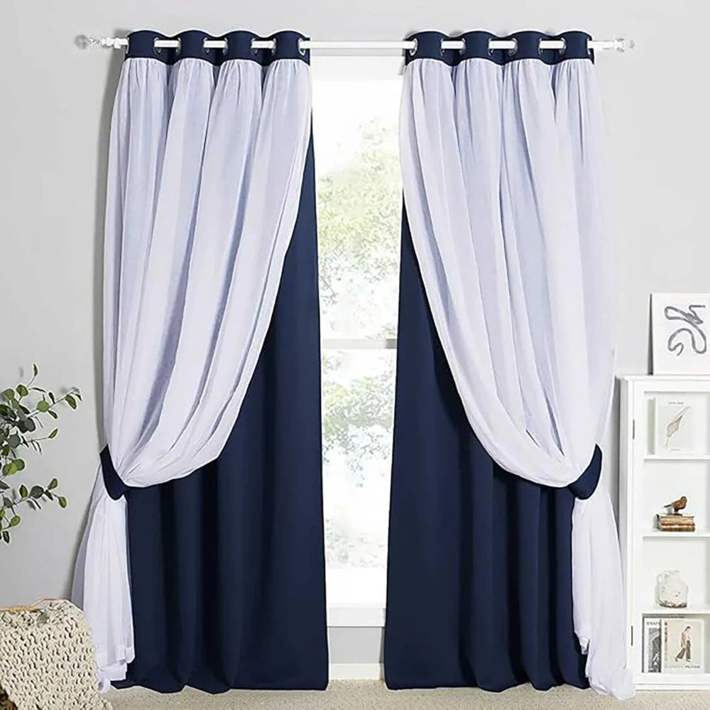 The Parda - Sheer Blackout Curtain , Multi Use Navy Blue Room Darkening Curtains For Your Bedroom , Living Room , Pack Of 1 Curtain
