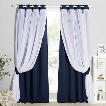 The Parda - Sheer Blackout Curtain , Multi Use Navy Blue Room Darkening Curtains For Your Bedroom , Living Room , Pack Of 1 Curtain