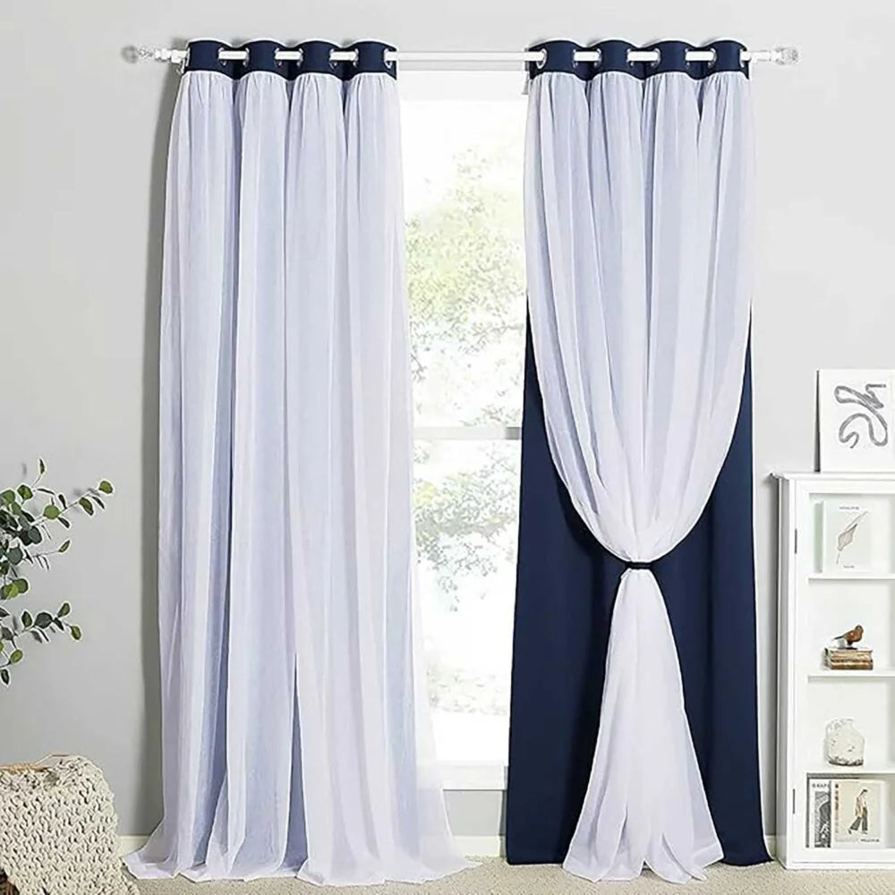 The Parda - Sheer Blackout Curtain , Multi Use Navy Blue Room Darkening Curtains For Your Bedroom , Living Room , Pack Of 1 Curtain