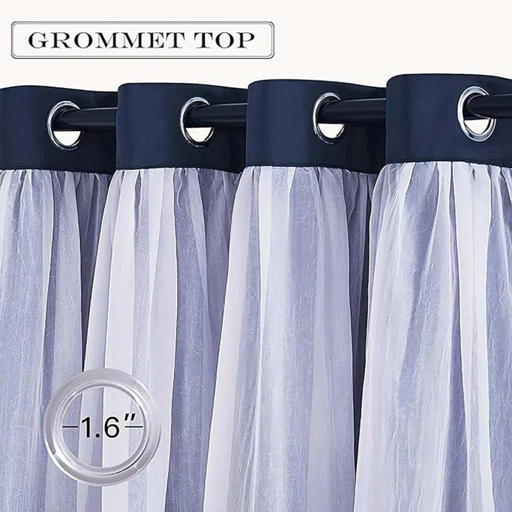 The Parda - Sheer Blackout Curtain , Multi Use Navy Blue Room Darkening Curtains For Your Bedroom , Living Room , Pack Of 1 Curtain