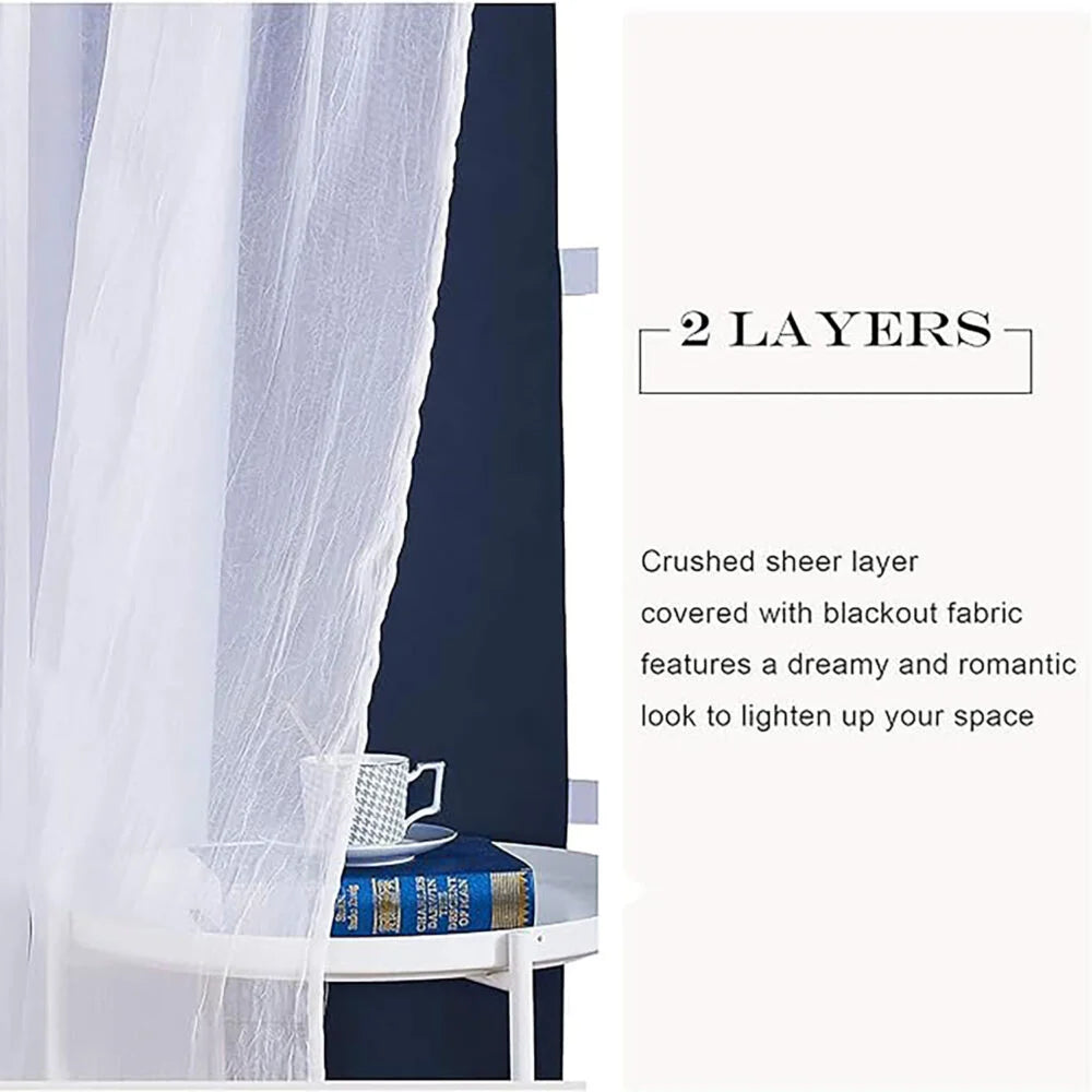 The Parda - Sheer Blackout Curtain , Multi Use Navy Blue Room Darkening Curtains For Your Bedroom , Living Room , Pack Of 1 Curtain