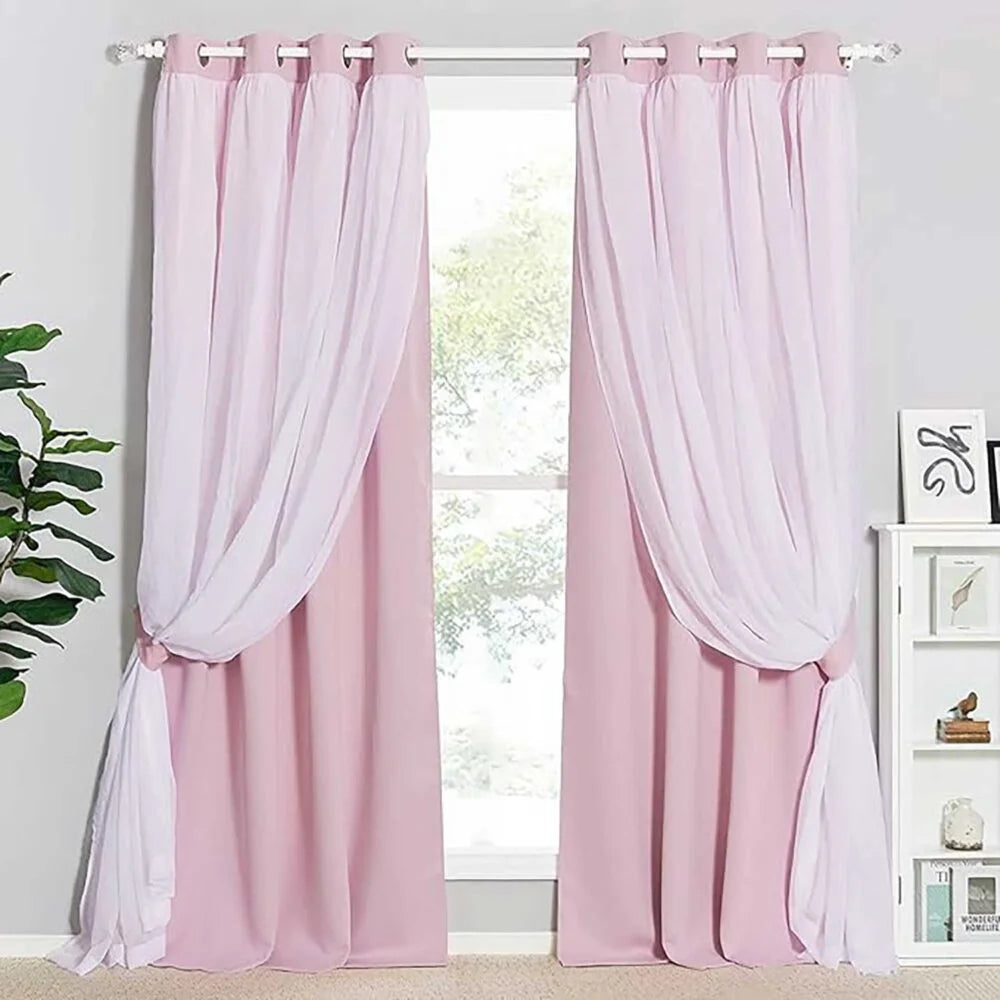 The Parda - Sheer Blackout Curtain , Multi Use Pink Room Darkening Curtains For Your Bedroom , Living Room , Pack Of 1 Curtain