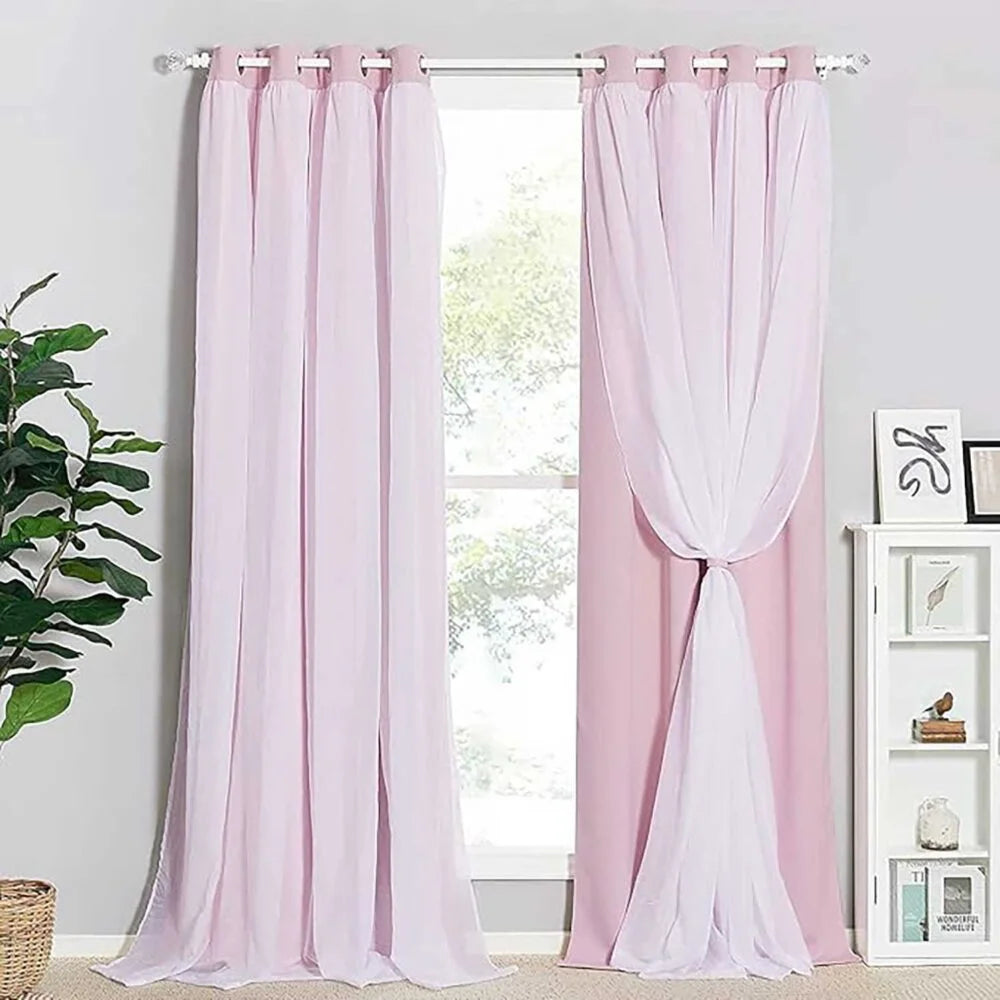 The Parda - Sheer Blackout Curtain , Multi Use Pink Room Darkening Curtains For Your Bedroom , Living Room , Pack Of 1 Curtain