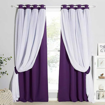 The Parda - Sheer Blackout Curtain , Multi Use Purple Room Darkening Curtains For Your Bedroom , Living Room , Pack Of 1 Curtain