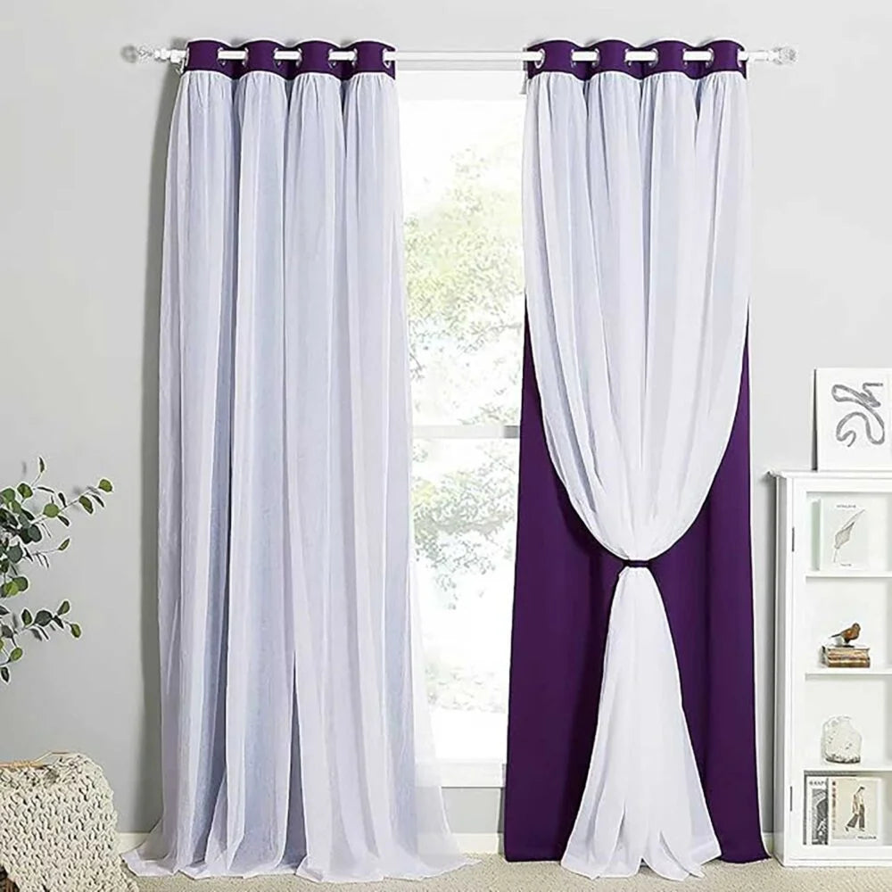 The Parda - Sheer Blackout Curtain , Multi Use Purple Room Darkening Curtains For Your Bedroom , Living Room , Pack Of 1 Curtain