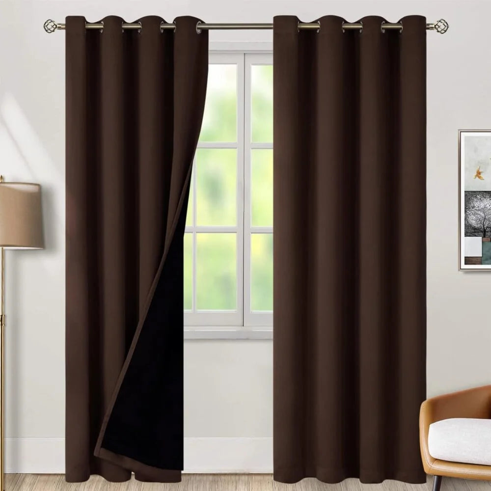 The Parda - 100% Blackout Curtain , Premium Dark Brown Blackout Curtain With Black Lining at Back , Pack of 1 Curtain