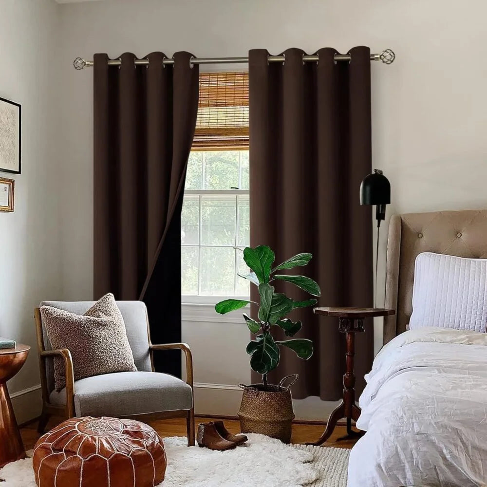 The Parda - 100% Blackout Curtain , Premium Dark Brown Blackout Curtain With Black Lining at Back , Pack of 1 Curtain