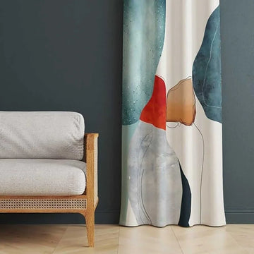 The Parda - Color Modern Abstract Amber Waves Printed Blackout Curtain , Premium Fabric 80% Blackout Printed Curtain , Pack Of 1 Curtain