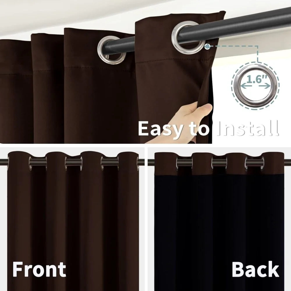 The Parda - 100% Blackout Curtain , Premium Dark Brown Blackout Curtain With Black Lining at Back , Pack of 1 Curtain