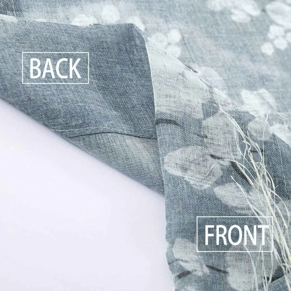 The Parda - Vintage Blue White Floral Printed Sheer Curtains, Rod Pocket, Pack Of 1 Curtain