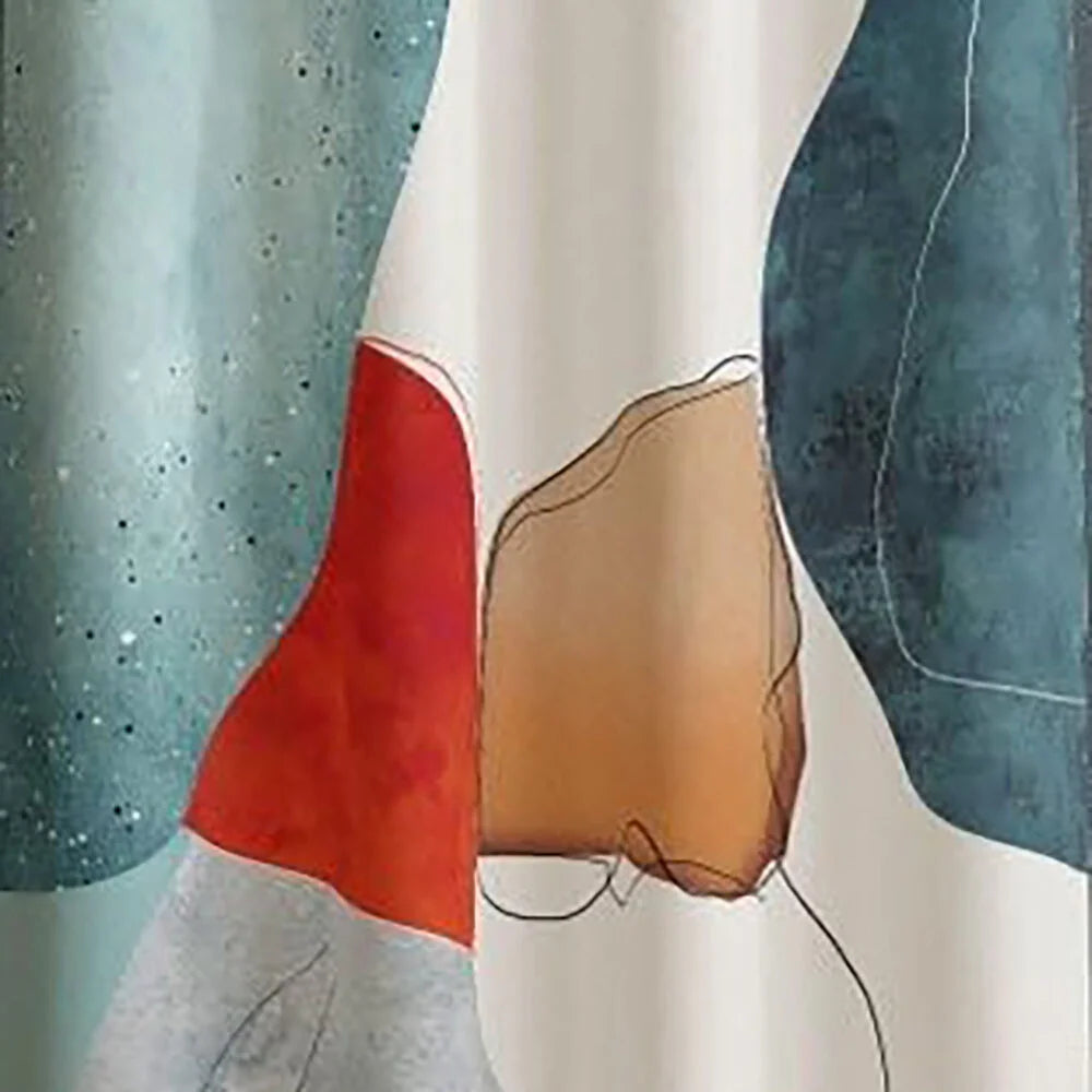The Parda - Color Modern Abstract Amber Waves Printed Blackout Curtain , Premium Fabric 80% Blackout Printed Curtain , Pack Of 1 Curtain