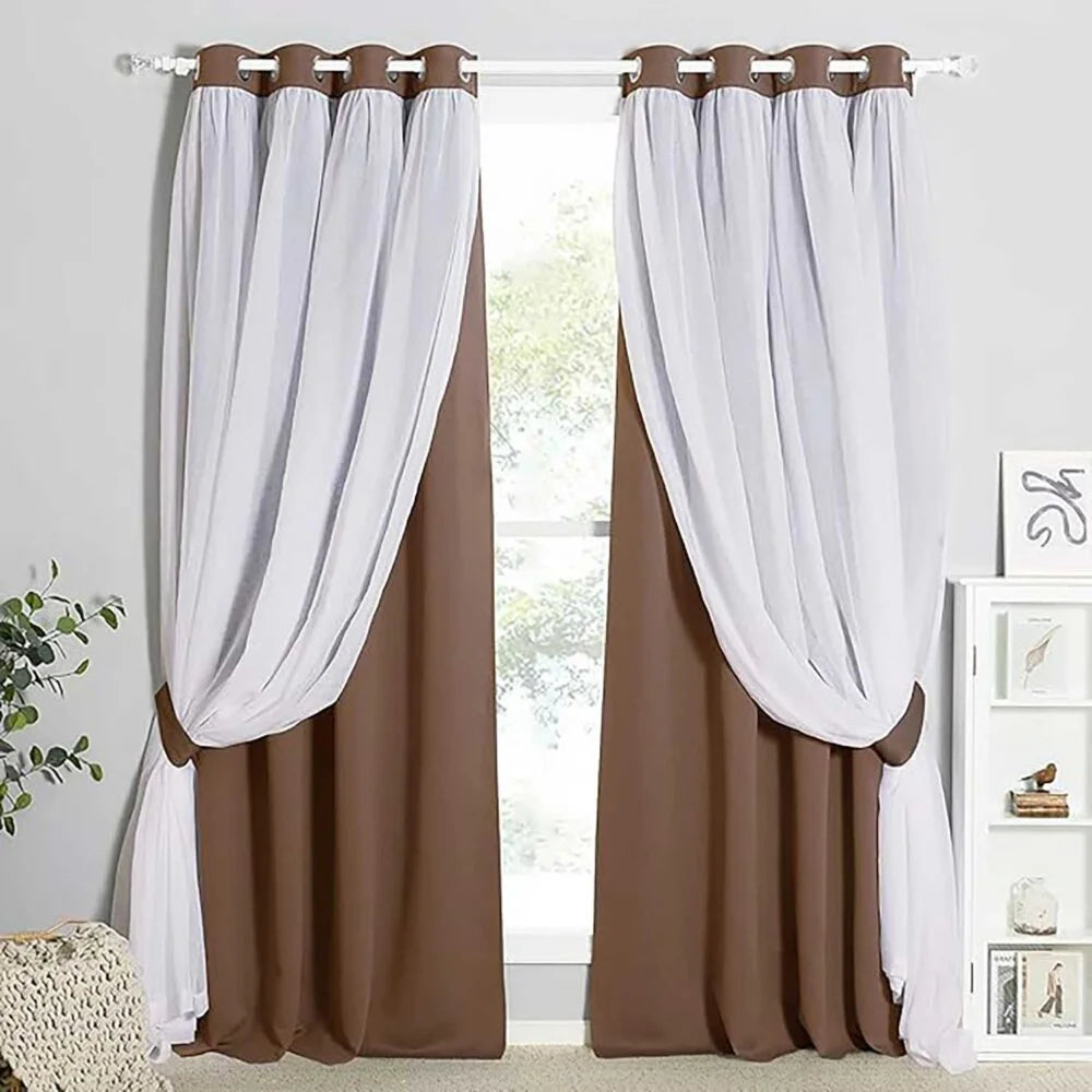 The Parda - Sheer Blackout Curtain , Multi Use Taupe Brown Room Darkening Curtains For Your Bedroom , Living Room , Pack Of 1 Curtain