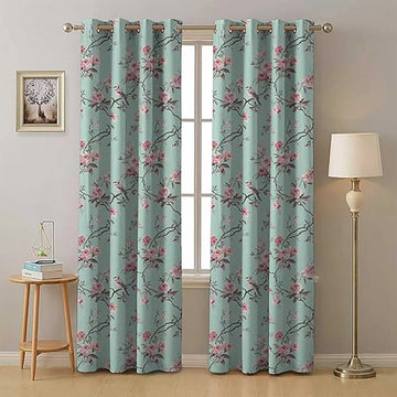 The Parda - Sky Garden 100% Blackout Curtains, Printed Blackout Curtains With Black Lining At Back , Pack Of 1 Curtain