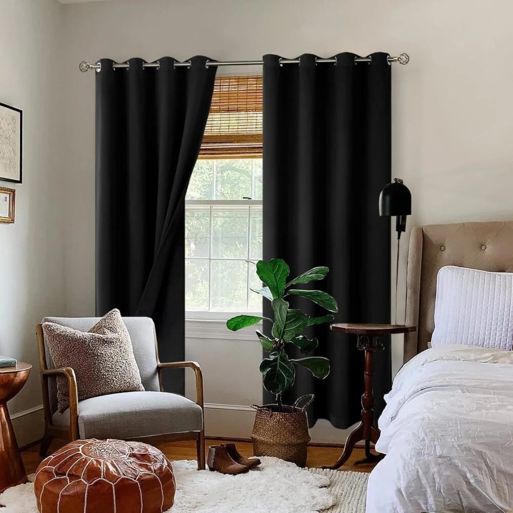 The Parda - 100% Blackout Curtain , Premium Black Blackout Curtain With Black Lining at Back , Pack of 1 Curtain