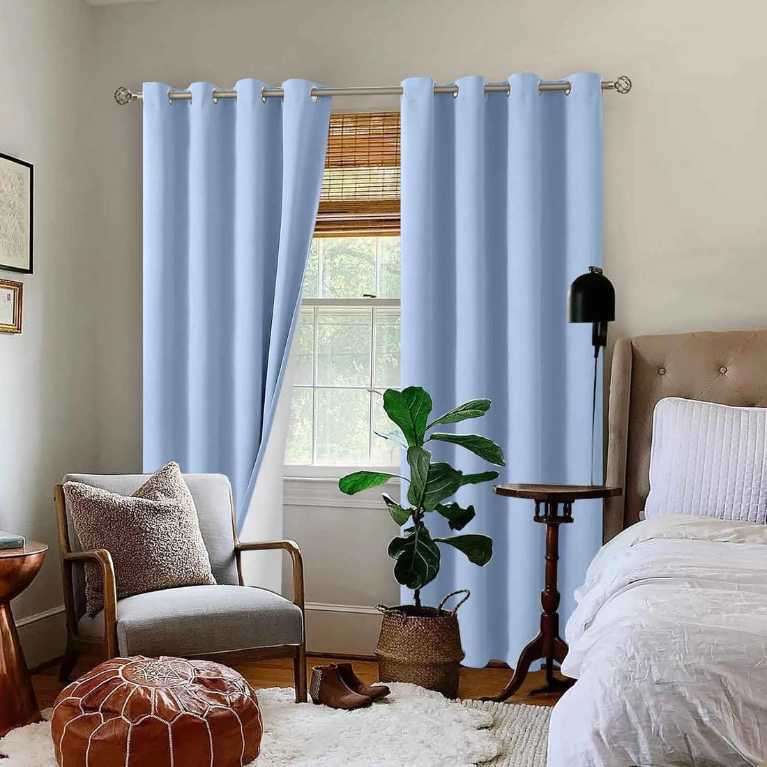 The Parda - 100% Blackout Curtain , Premium Spa Blue Blackout Curtain With White Lining at Back , Pack of 1 Curtain