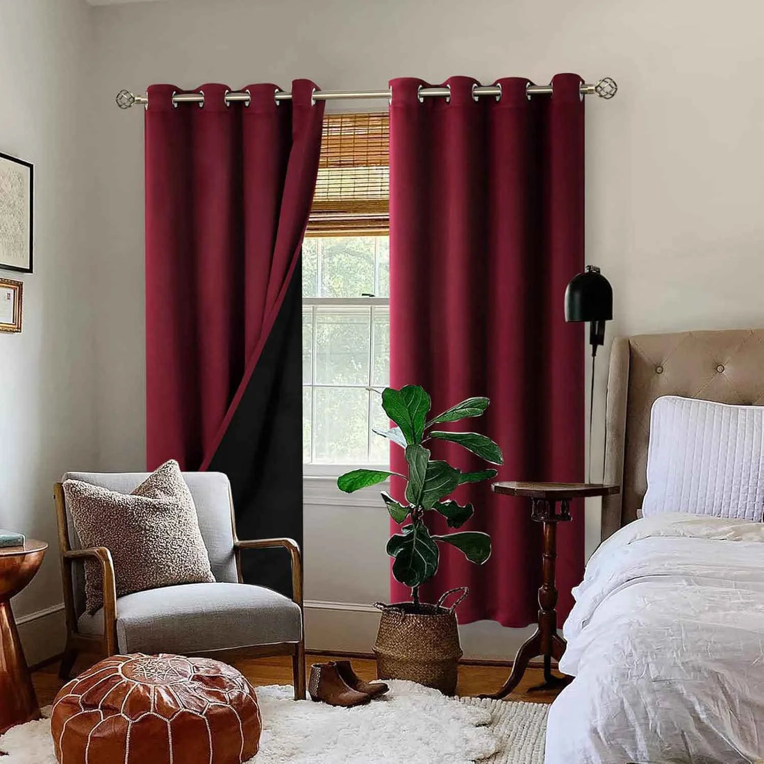 The Parda - 100% Blackout Curtain , Premium Maroon Blackout Curtain With Black Lining at Back , Pack of 1 Curtain