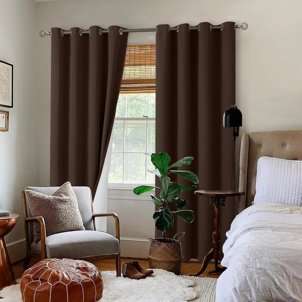 The Parda - 100% Blackout Curtain , Premium Dark Brown Blackout Curtain With White Lining at Back , Pack of 1 Curtain