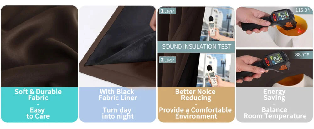The Parda - 100% Blackout Curtain , Premium Dark Brown Blackout Curtain With Black Lining at Back , Pack of 1 Curtain