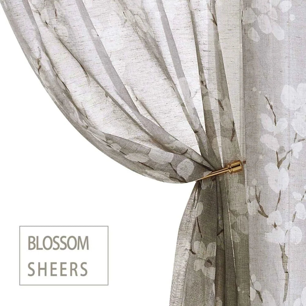 The Parda - Vintage Brown White Floral Printed Sheer Curtains, Rod Pocket, Pack Of 1 Curtain