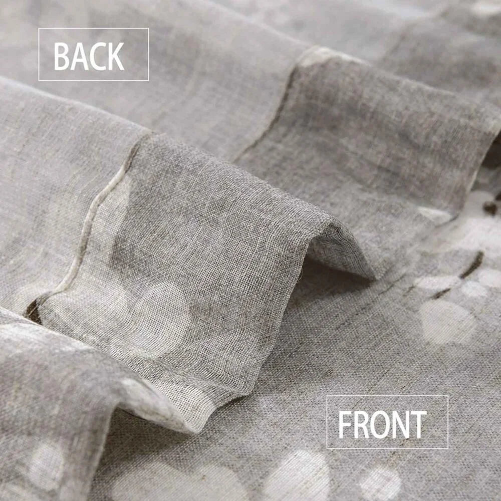 The Parda - Vintage Brown White Floral Printed Sheer Curtains, Rod Pocket, Pack Of 1 Curtain