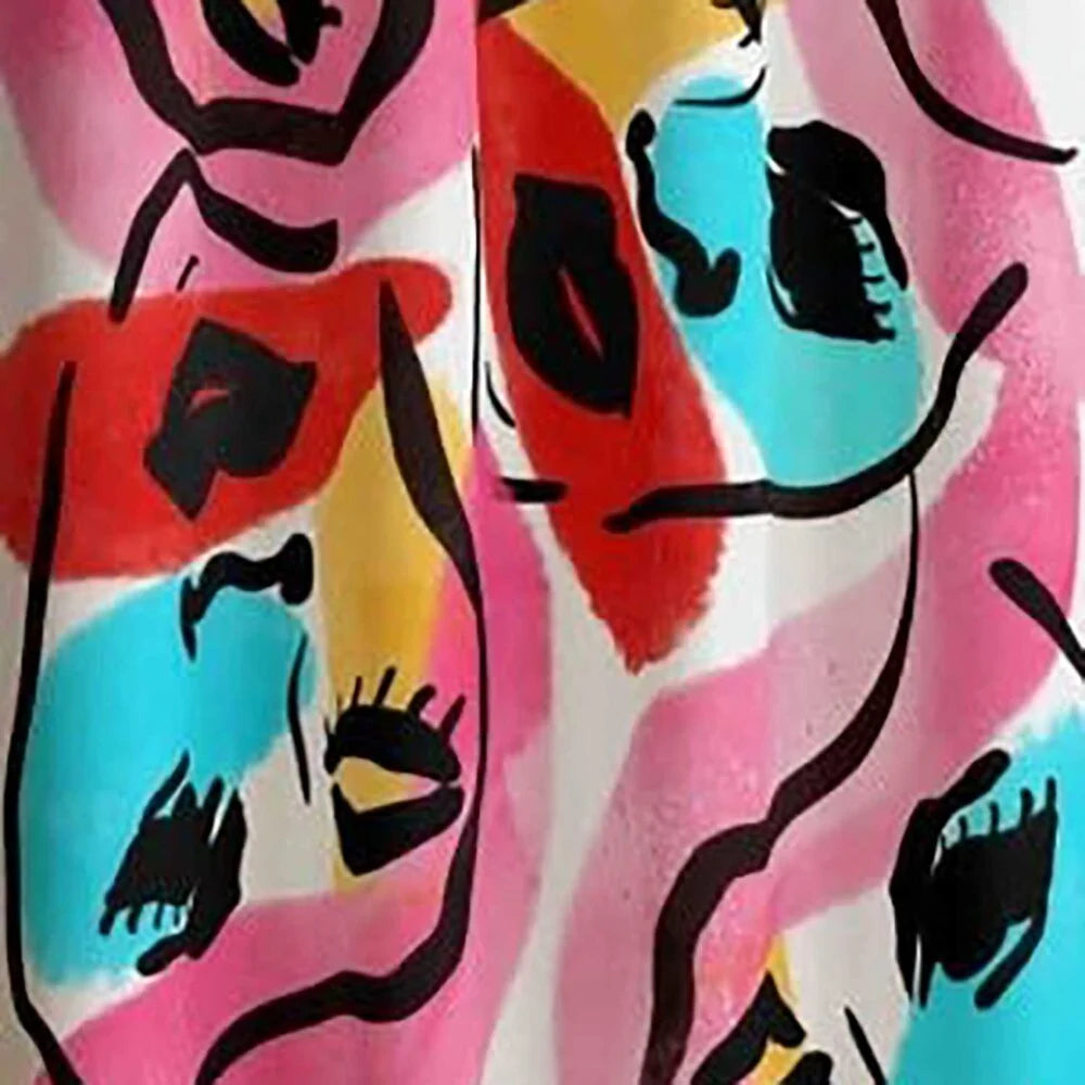 The Parda - Color Modern Abstract Bold Faces Printed Blackout Curtain , Premium Fabric 80% Blackout Printed Curtain , Pack Of 1 Curtain
