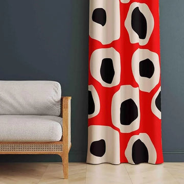 The Parda - Color Modern Abstract Circles Printed Blackout Curtain , Premium Fabric 80% Blackout Printed Curtain , Pack Of 1 Curtain