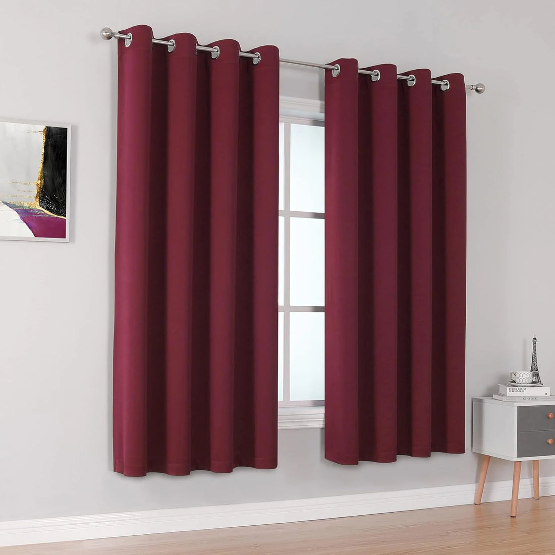 The Parda – 85% Blackout Curtain , Premium Maroon Room Darkening Curtains , Pack of 1 Curtain