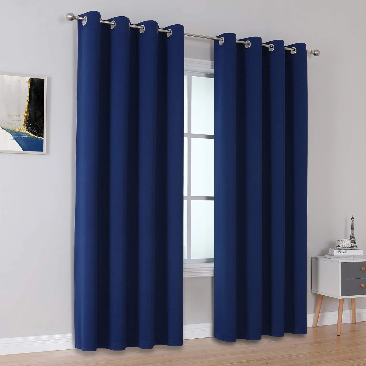 The Parda – 85% Blackout Curtain , Premium Navy Blue Room Darkening Curtains , Pack of 1 Curtain